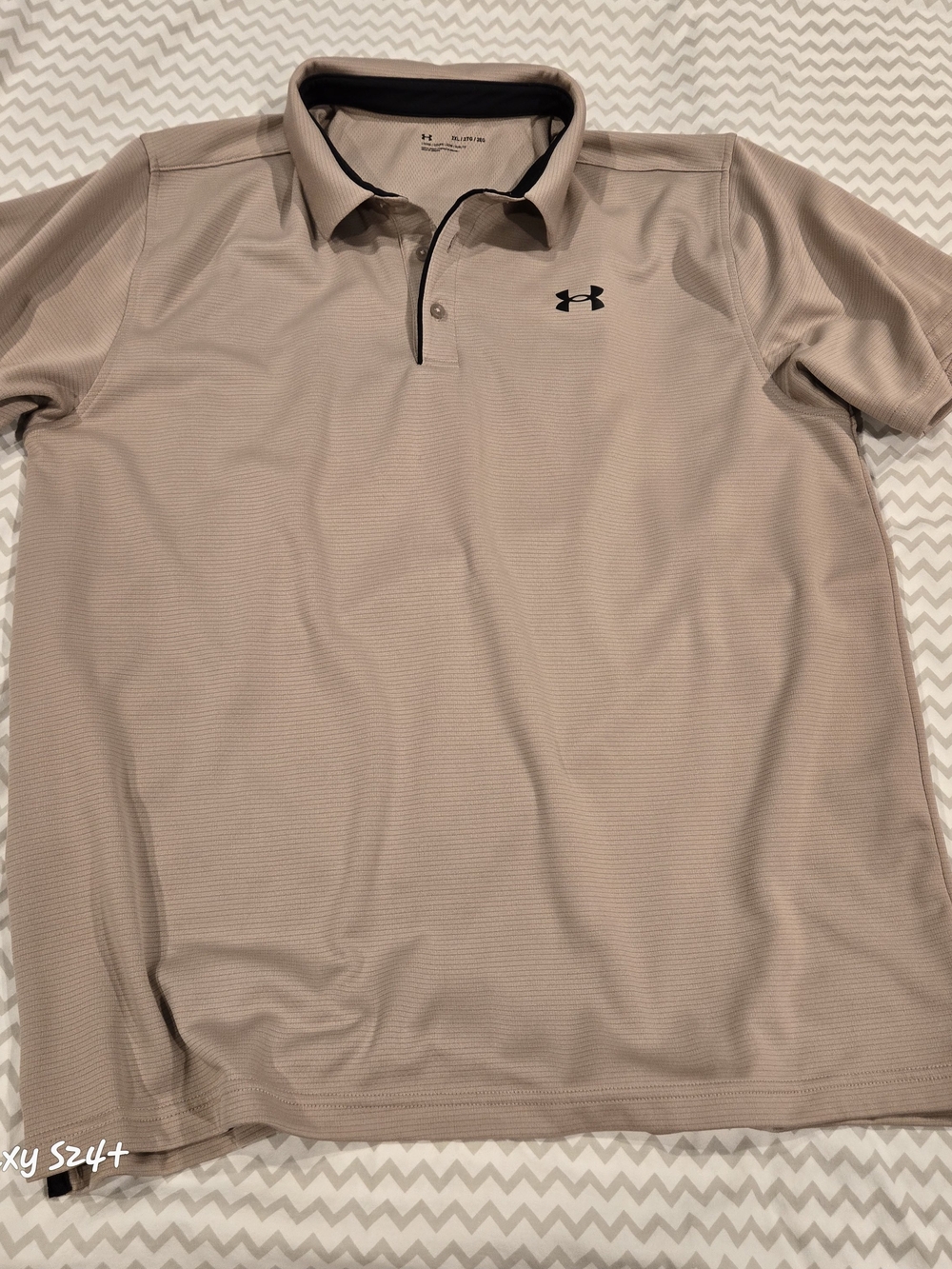 Under Armour Men’s Tan Polo with Black Logo Trim